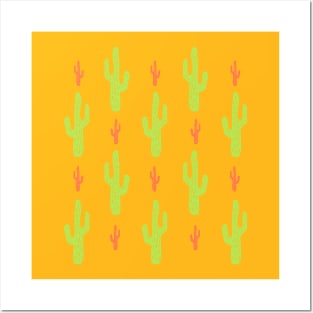 Green and red cactus pattern Posters and Art